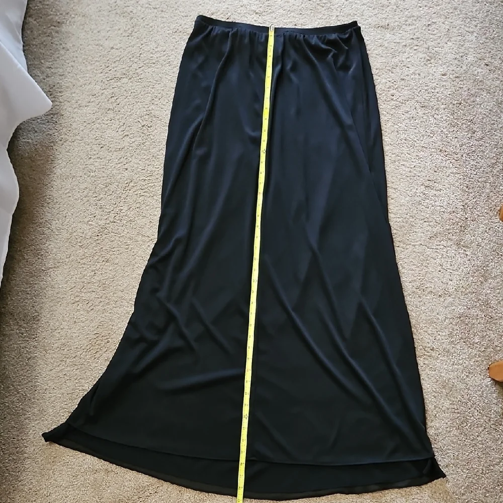 Alex Evenings Elegant Elastic Waist Black Maxi Skirt With Tiered Hem Size L - Picture 5 of 8